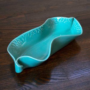 Hilborn Canadian Art Pottery Turquoise Pinched Asparagus Serving Dish